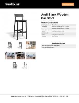 Tear Sheet: Andi Black Wooden Bar Stool 