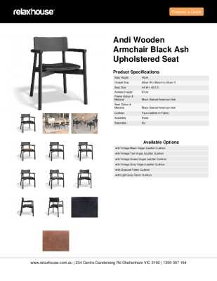 Tear Sheet: Andi Wooden Armchair Black Ash Upholstered Seat	