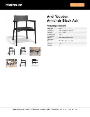 Tear Sheet: Andi Wooden Armchair Black Ash	