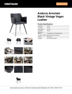 Tear Sheet: Andorra Armchair Black Vintage Vegan Leather