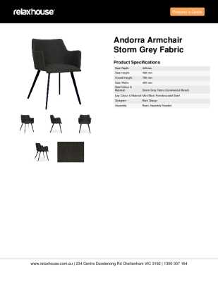 Tear Sheet: Andorra Armchair Storm Grey Fabric