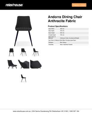 Tear Sheet: Andorra Dining Chair Anthracite Fabric	