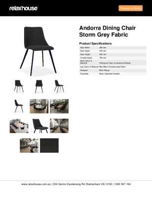 Tear Sheet: Andorra Dining Chair Storm Grey Fabric	
