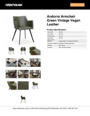 Tear Sheet: Andorra Armchair Green Vintage Vegan Leather