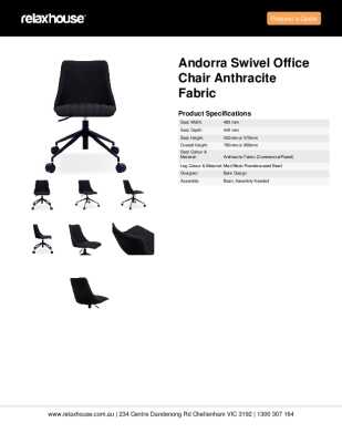 Tear Sheet: Andorra Swivel Office Chair Anthracite Fabric