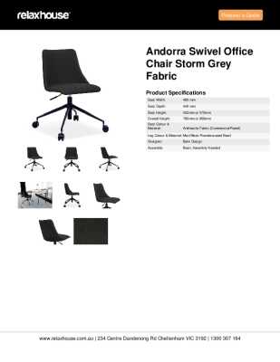 Tear Sheet: Andorra Swivel Office Chair Storm Grey Fabric