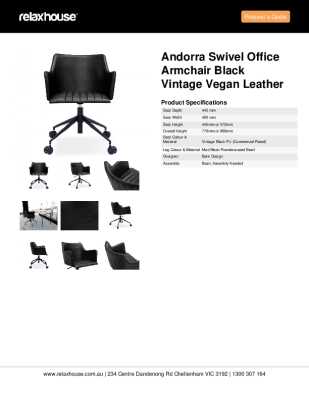 Tear Sheet: Andorra Swivel Office Armchair Black Vintage Vegan Leather