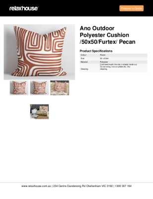 Tear Sheet: Ano Outdoor Polyester Cushion /50x50/Furtex/ Pecan