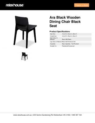 Tear Sheet: Ara Black Wooden Dining Chair Black Seat