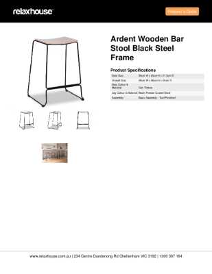 Tear Sheet: Ardent Wooden Bar Stool Black Steel Frame 