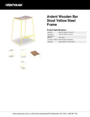 Tear Sheet: Ardent Wooden Bar Stool Yellow Steel Frame