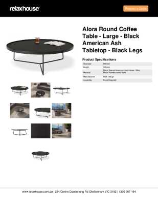 Tear Sheet: Alora Round Coffee Table - Large - Black American Ash Tabletop - Black Legs