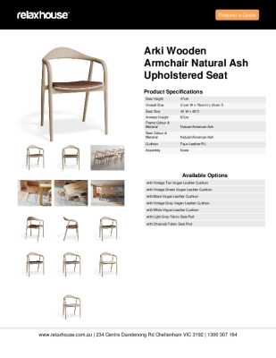 Tear Sheet: Arki Wooden Armchair Natural Ash Upholstered Seat