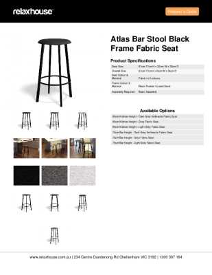 Tear Sheet: Atlas Bar Stool Black Frame Fabric Seat