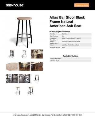 Tear Sheet: Atlas Bar Stool Black Frame Natural American Ash Seat