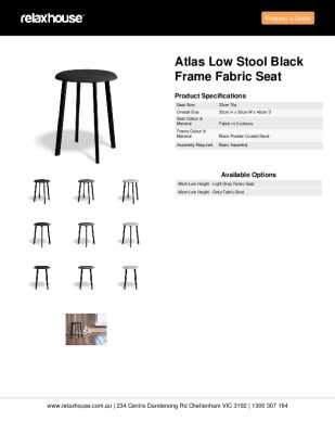 Tear Sheet: Atlas Low Stool Black Frame Fabric Seat