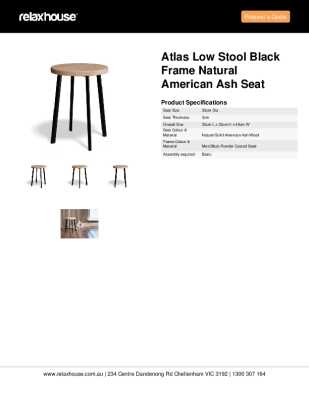 Tear Sheet: Atlas Low Stool Black Frame Natural American Ash Seat