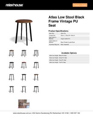 Tear Sheet: Atlas Low Stool Black Frame Vintage PU Seat