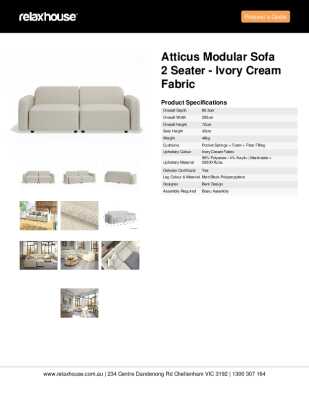 Tear Sheet: Atticus Modular Sofa 2 Seater - Ivory Cream Fabric