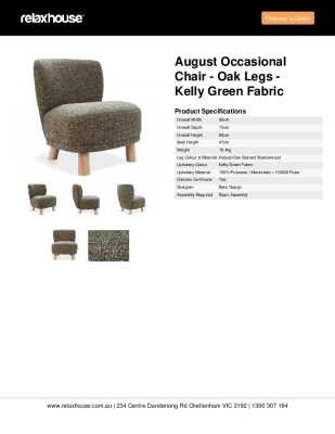 Tear Sheet: August Occasional Chair - Oak Legs - Kelly Green Fabric