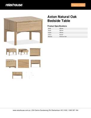 Tear Sheet: Axton Natural Oak Bedside Table
