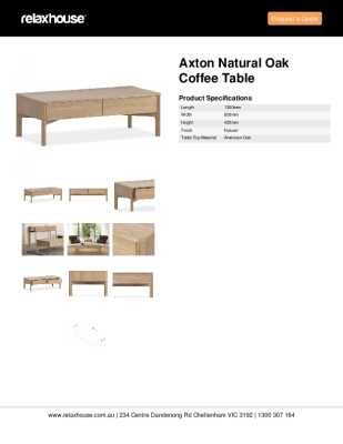 Tear Sheet: Axton Natural Oak Coffee Table
