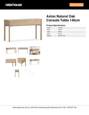 Tear Sheet: Axton Natural Oak Console Table 140cm
