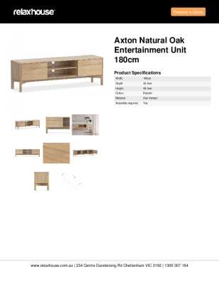 Tear Sheet: Axton Natural Oak Entertainment Unit 180cm