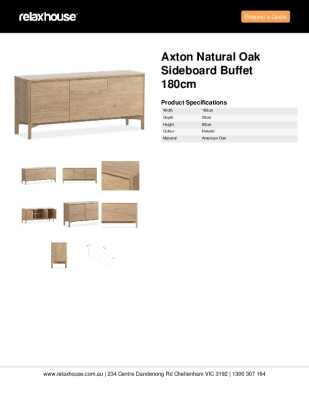 Tear Sheet: Axton Natural Oak Sideboard Buffet 180cm