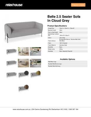 Tear Sheet: Belle 2.5 Seater Sofa in Cloud Grey