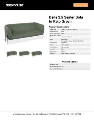 Tear Sheet: Belle 2.5 Seater Sofa in Kelp Green