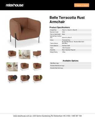 Tear Sheet: Belle Terracotta Rust Armchair
