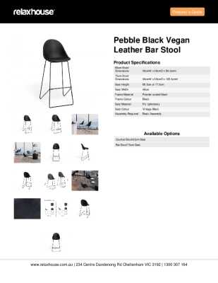 Tear Sheet: Pebble Black Vegan Leather Bar Stool 