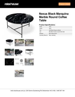 Tear Sheet: Nexus Black Marquina Marble Round Coffee Table