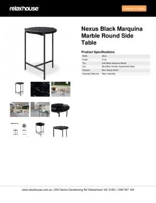 Tear Sheet: Nexus Black Marquina Marble Round Side Table