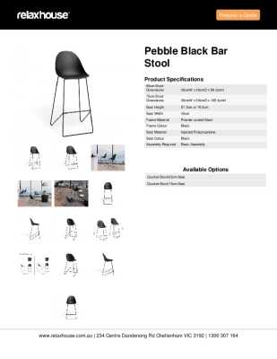 Tear Sheet: Pebble Black Bar Stool 
