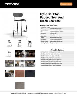 Tear Sheet: Rylie Bar Stool Padded Seat and Black Backrest