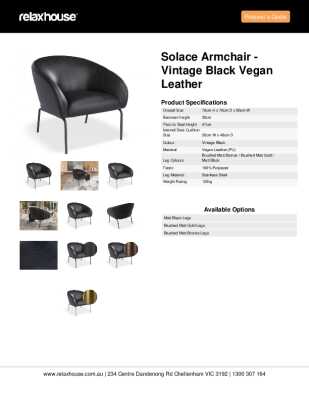 Tear Sheet: Solace Armchair - Vintage Black Vegan Leather