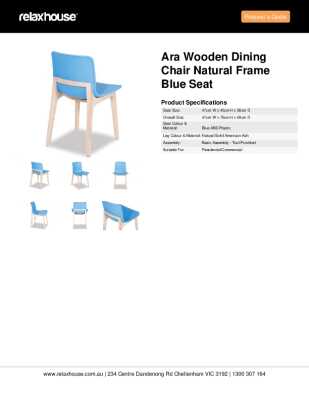 Tear Sheet: Ara Wooden Dining Chair Natural Frame Blue Seat