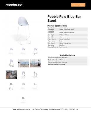 Tear Sheet: Pebble Pale Blue Bar Stool