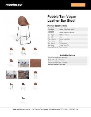 Tear Sheet: Pebble Tan Vegan Leather Bar Stool 