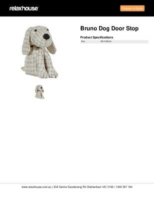 Tear Sheet: Bruno Dog Door Stop
