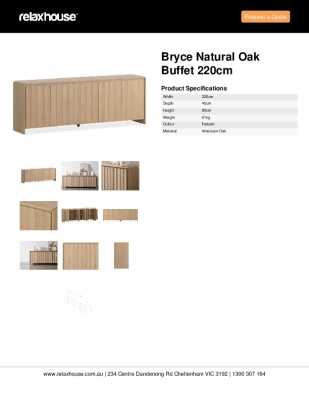 Tear Sheet: Bryce Natural Oak Buffet 220cm