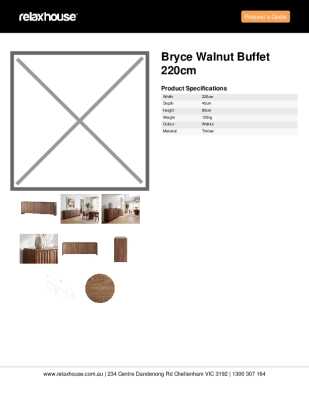 Tear Sheet: Bryce Walnut Buffet 220cm