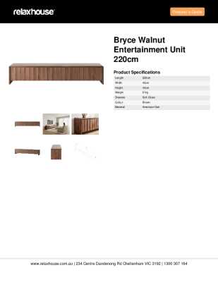 Tear Sheet: Bryce Walnut Entertainment Unit 220cm