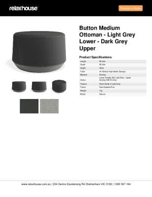 Tear Sheet: Button Medium Ottoman - Light Grey Lower - Dark Grey Upper	