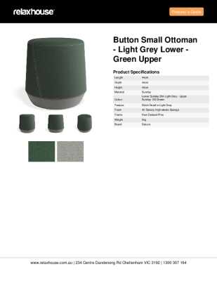 Tear Sheet: Button Small Ottoman - Light Grey Lower - Green Upper