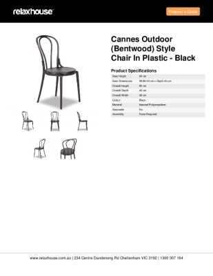 Tear Sheet: Cannes Outdoor (Bentwood) Style Chair in Plastic - Black