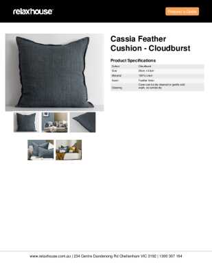 Tear Sheet: Cassia Feather Cushion - Cloudburst