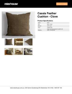 Tear Sheet: Cassia Feather Cushion - Clove